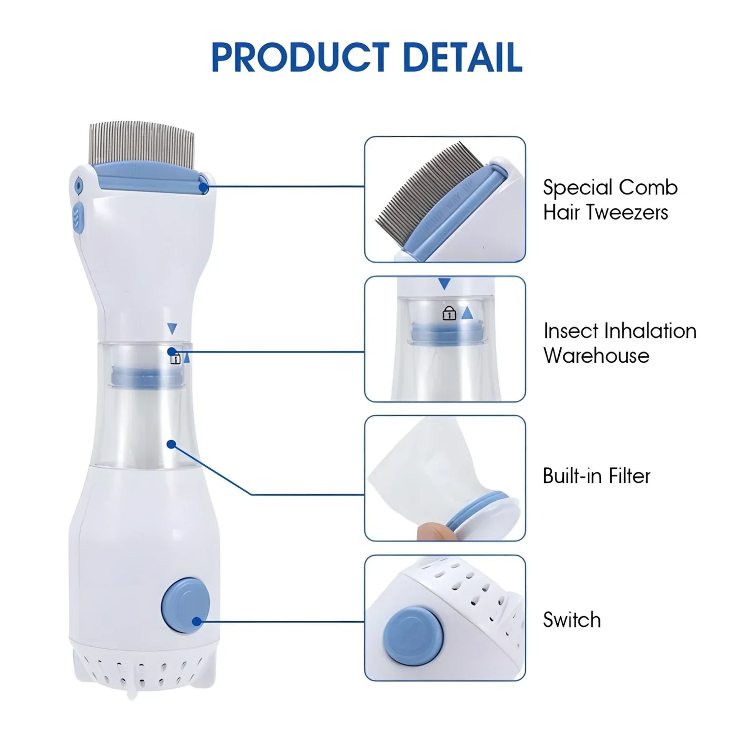 Rose® LiceCollector - Sicherer Und Einfacher Elektrischer Läuseentferner-Kamm