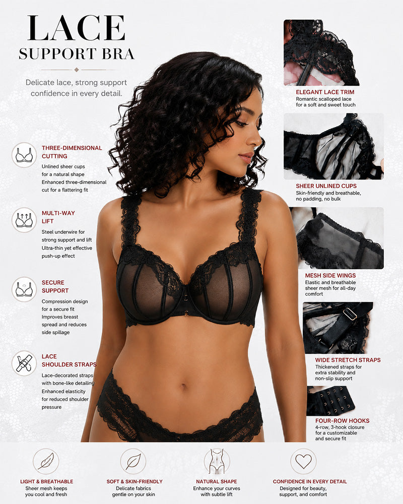BustVera™ Spitzen-Push-up-BH – Bügelhalt, natürliche Anhebung & feminine Silhouette