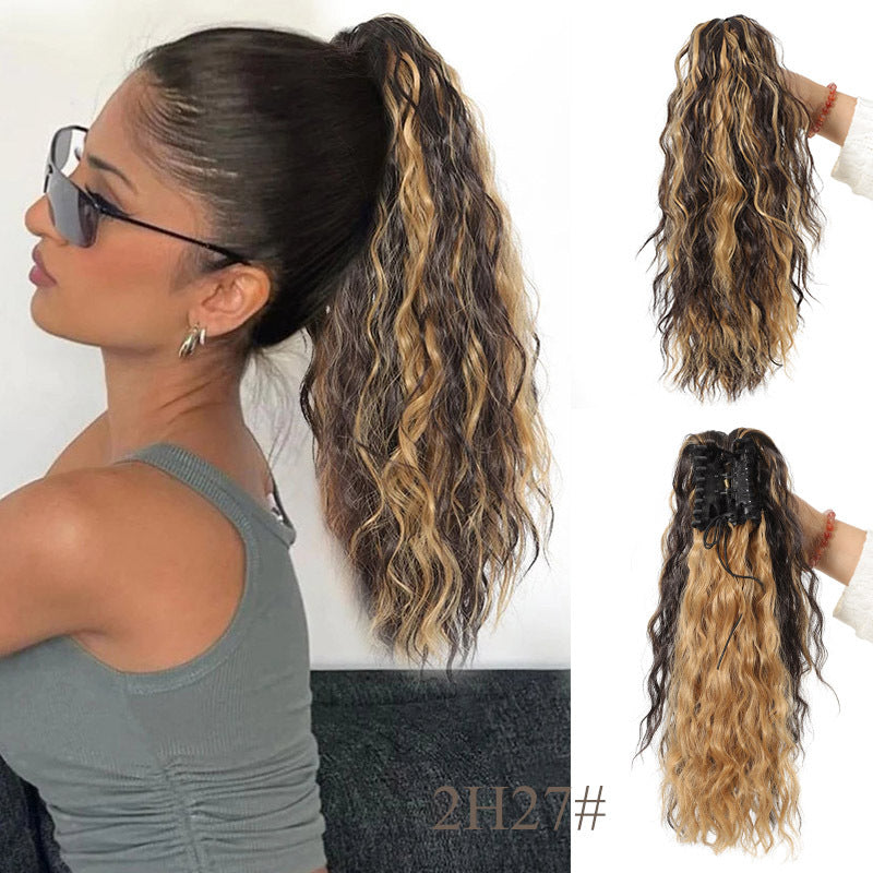 50 % RABATT 💜18 Zoll lockige, gewellte Frizz-Haarverlängerung mit Pferdeschwanz