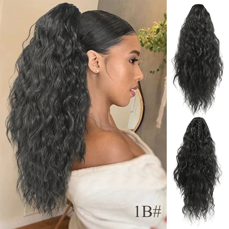 50 % RABATT 💜18 Zoll lockige, gewellte Frizz-Haarverlängerung mit Pferdeschwanz