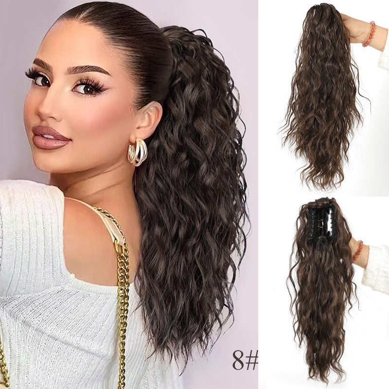50 % RABATT 💜18 Zoll lockige, gewellte Frizz-Haarverlängerung mit Pferdeschwanz