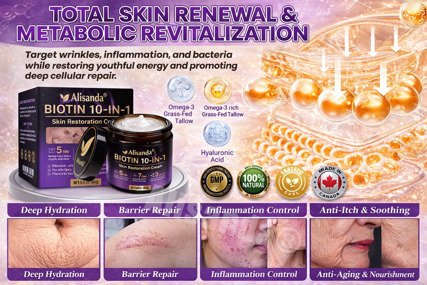 DermaViora™ Biotin 10-in-1 Hautpflegecreme – Intensive Regeneration, Glättung & Festigung
