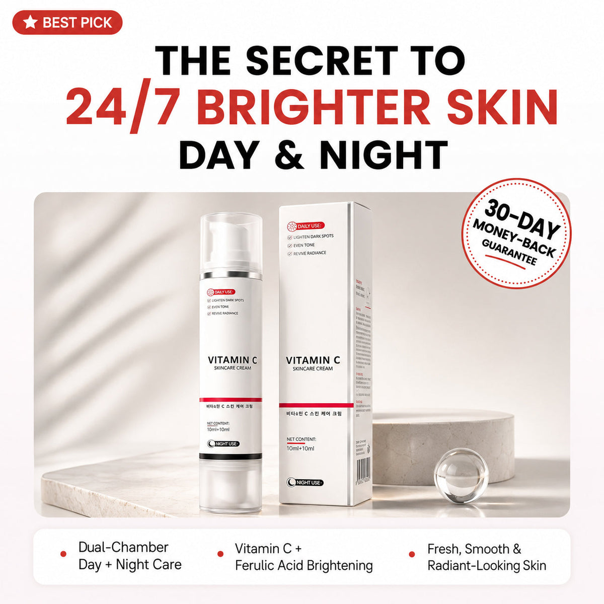 CielaDuo™ Vitamin-C-Duo-Creme – Tages- & Nachtpflege für strahlendere, ebenmäßigere Haut