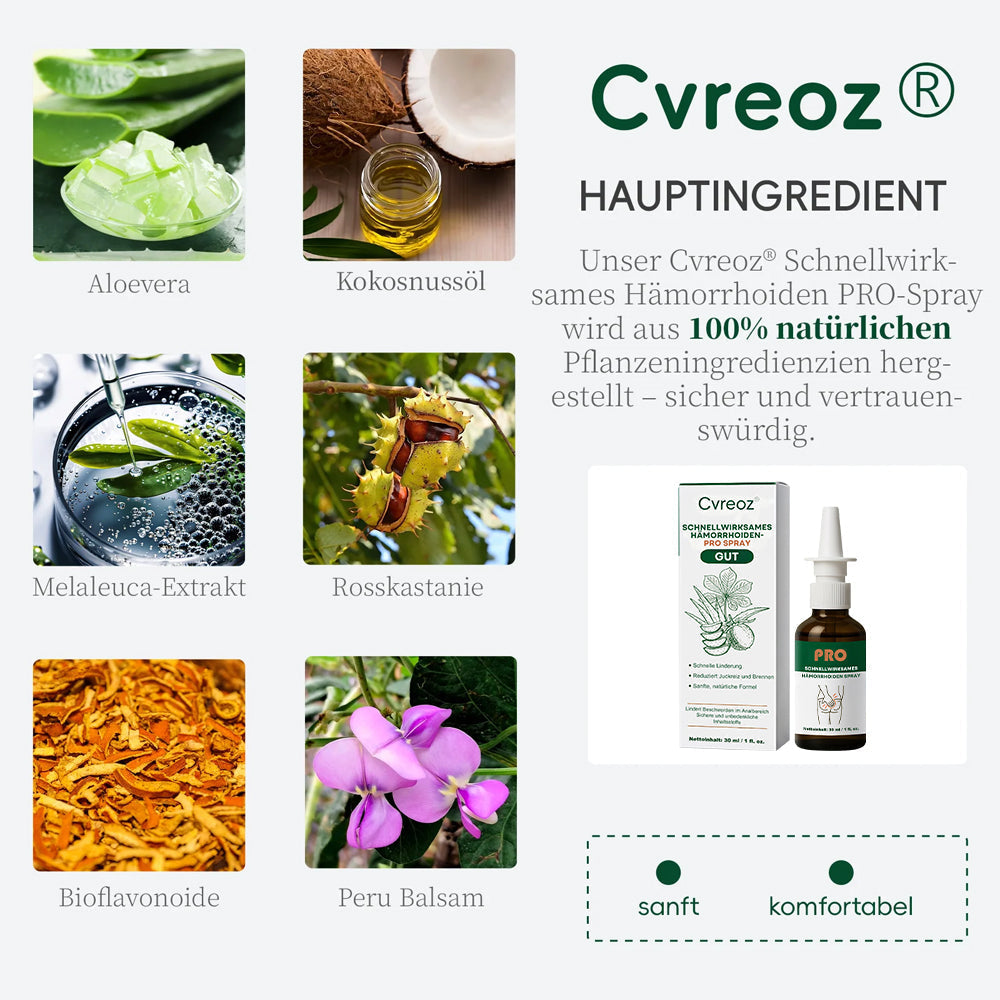 Cvreoz® | SCHNELLWIRKSAMES HÄMORRHOIDEN-PRO SPRAY