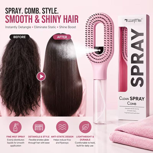 MistVella™ 2-in-1 Sprüh-Haarbürste – Haare entwirren, mit Feuchtigkeit versorgen & Frizz bändigen