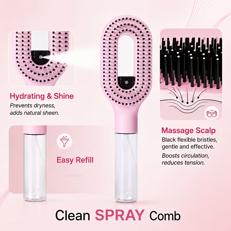 MistVella™ 2-in-1 Sprüh-Haarbürste – Haare entwirren, mit Feuchtigkeit versorgen & Frizz bändigen