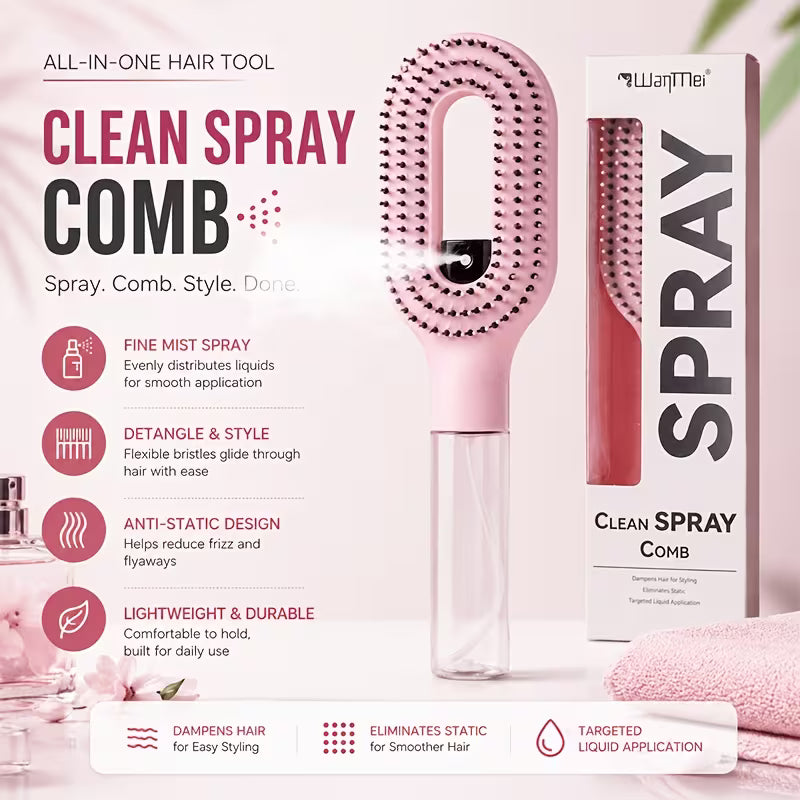 MistVella™ 2-in-1 Sprüh-Haarbürste – Haare entwirren, mit Feuchtigkeit versorgen & Frizz bändigen