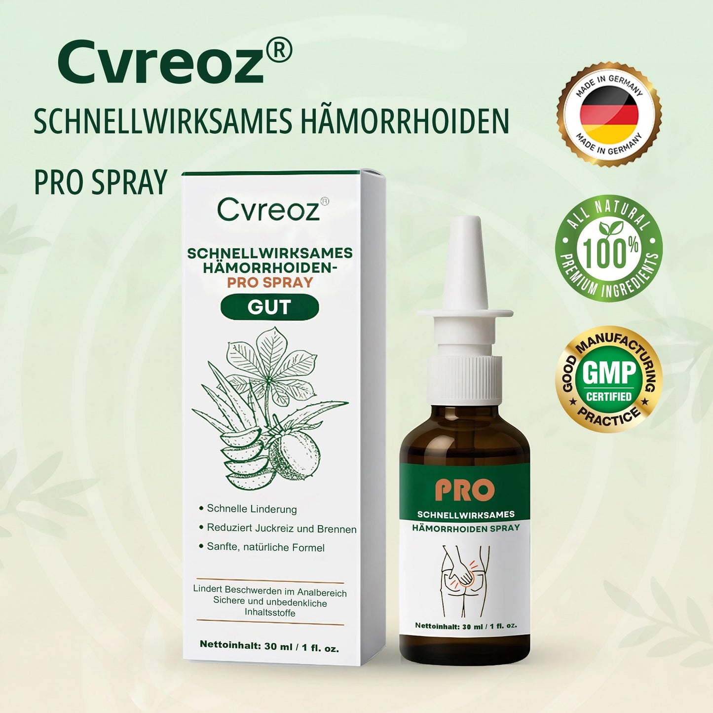 Cvreoz® | SCHNELLWIRKSAMES HÄMORRHOIDEN-PRO SPRAY