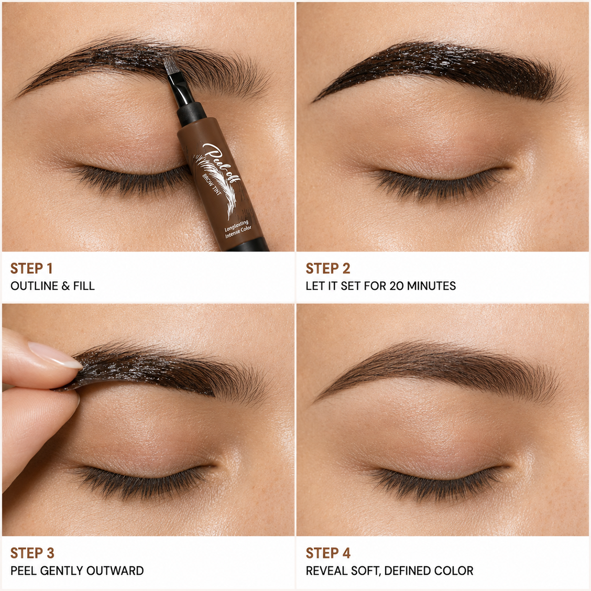 1+1 GRATIS | Tintora™ Wasserfester Augenbrauen-Tint – Peel-off-Farbe für definierte Brauen, graue Härchen & langanhaltenden Halt