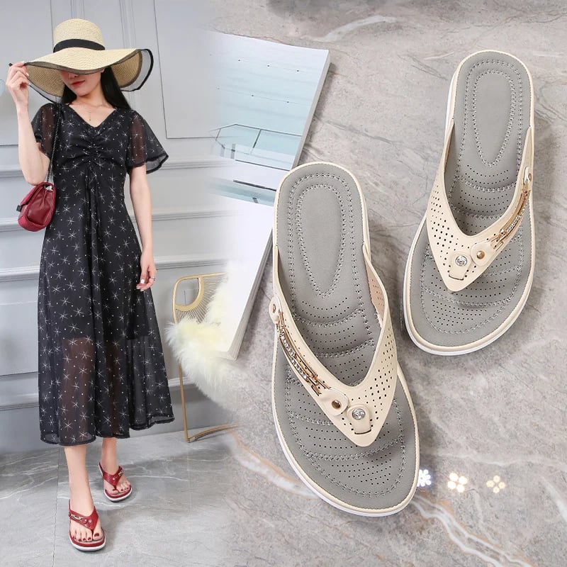 ⏰Damen-Flip-Flops mit weichem Kissen und Zehensteg-Sandalen mit Fußgewölbeunterstützung