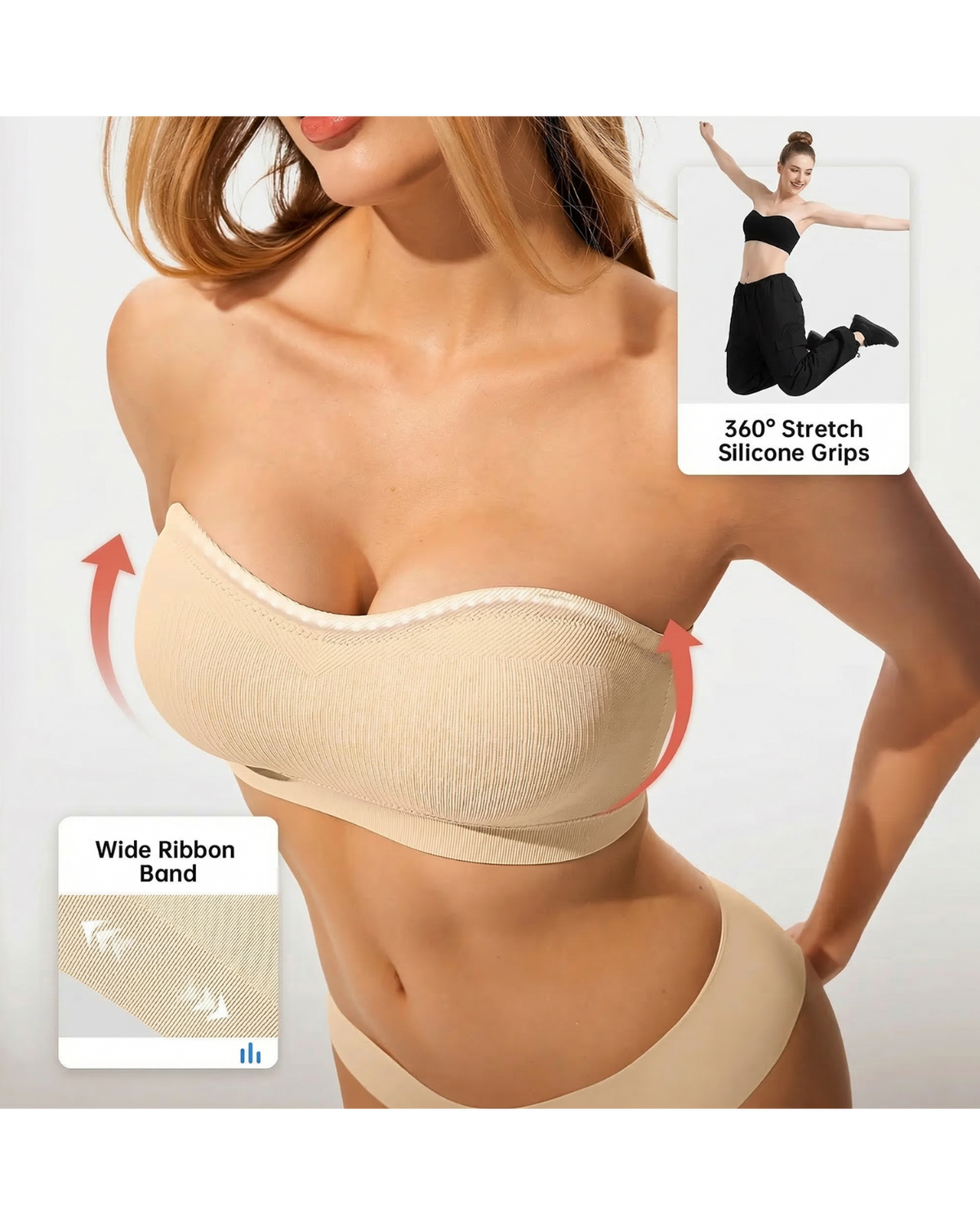 CurveStay™ Multiway-Bandeau-BH – Nahtloser Halt, Push-up-Effekt & maximaler Komfort