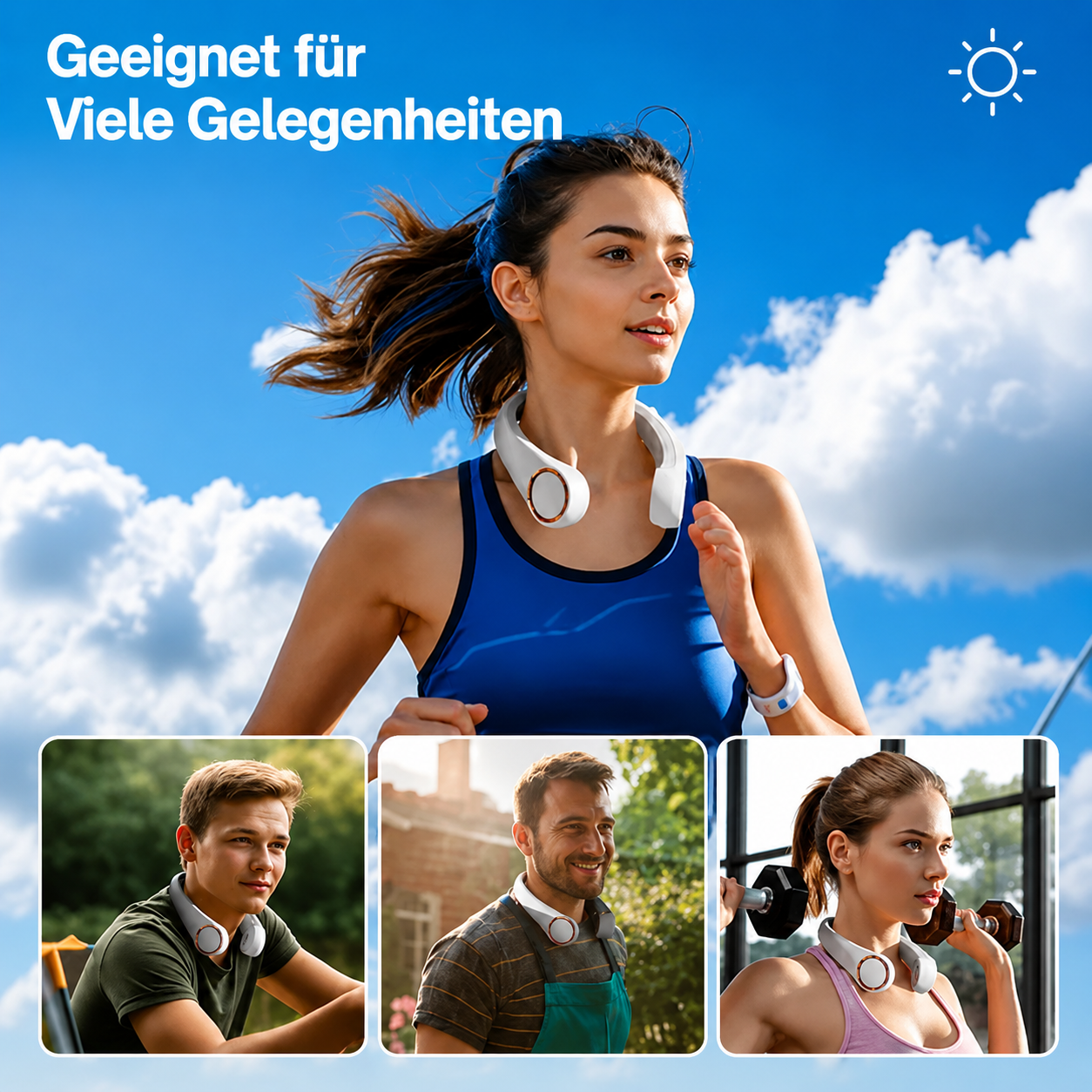 Nackenluft | Tragbarer Nackenventilator für sofortige Abkühlung.