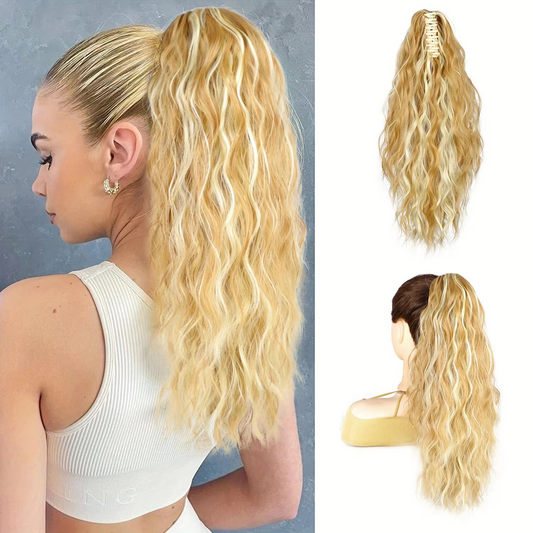 50 % RABATT 💜18 Zoll lockige, gewellte Frizz-Haarverlängerung mit Pferdeschwanz