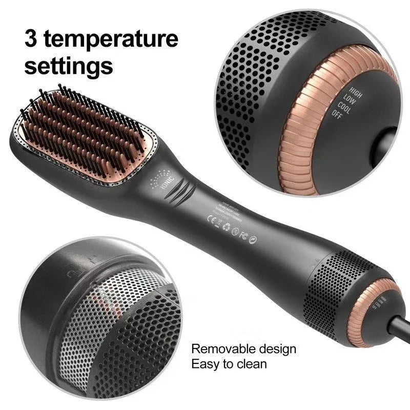 Lustra™ 3-in-1 Warmluftbürste – Trocknen, Entwirren & Volumen in einem Schritt