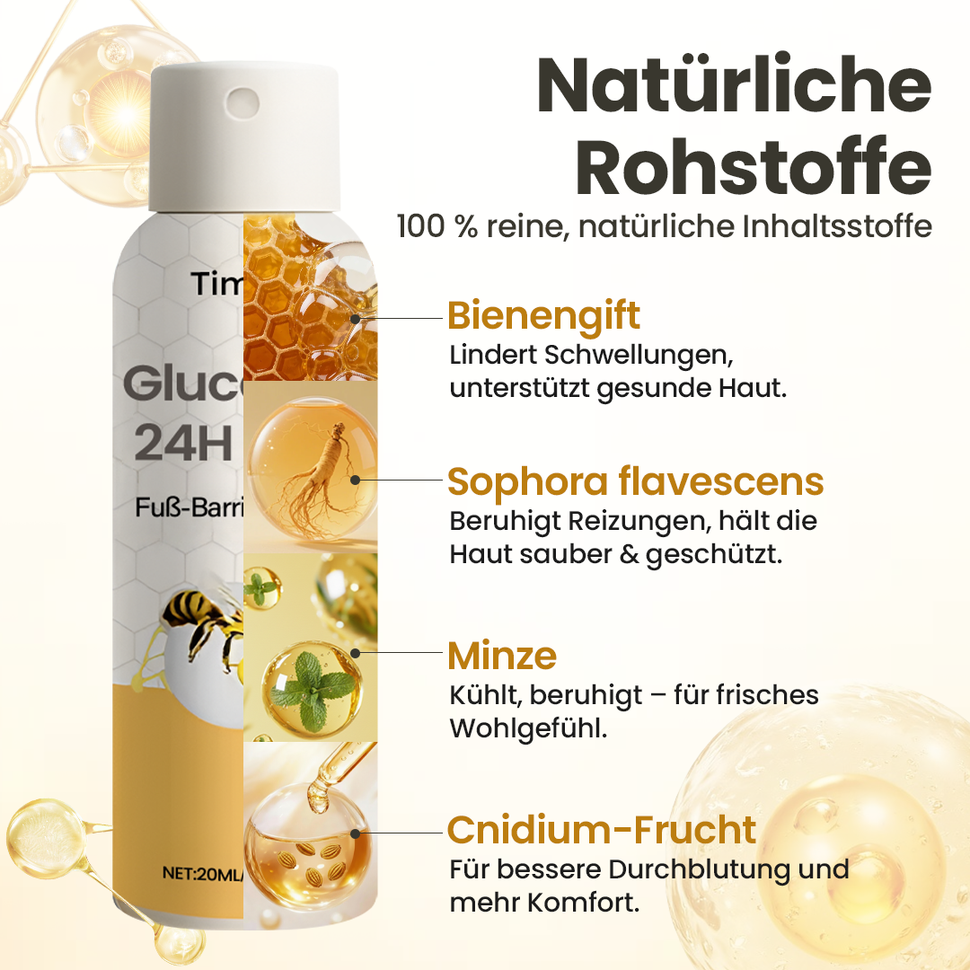GlucoSentry™ 24H Fuß-Barriere-Spray – Diabetische Fußhaut schützen, Wundpflege unterstützen & Reizungen reduzieren