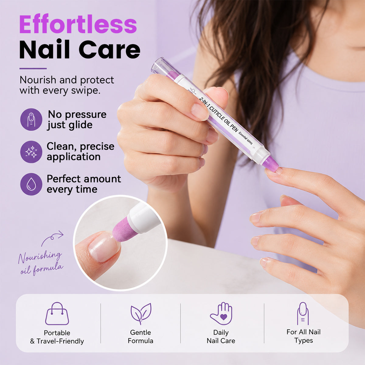 Cutivelle™ 2-in-1 Nagelhautpflege-Stift – Keramik-Pusher & Pflegeöl für glattere, gepflegte Nagelränder