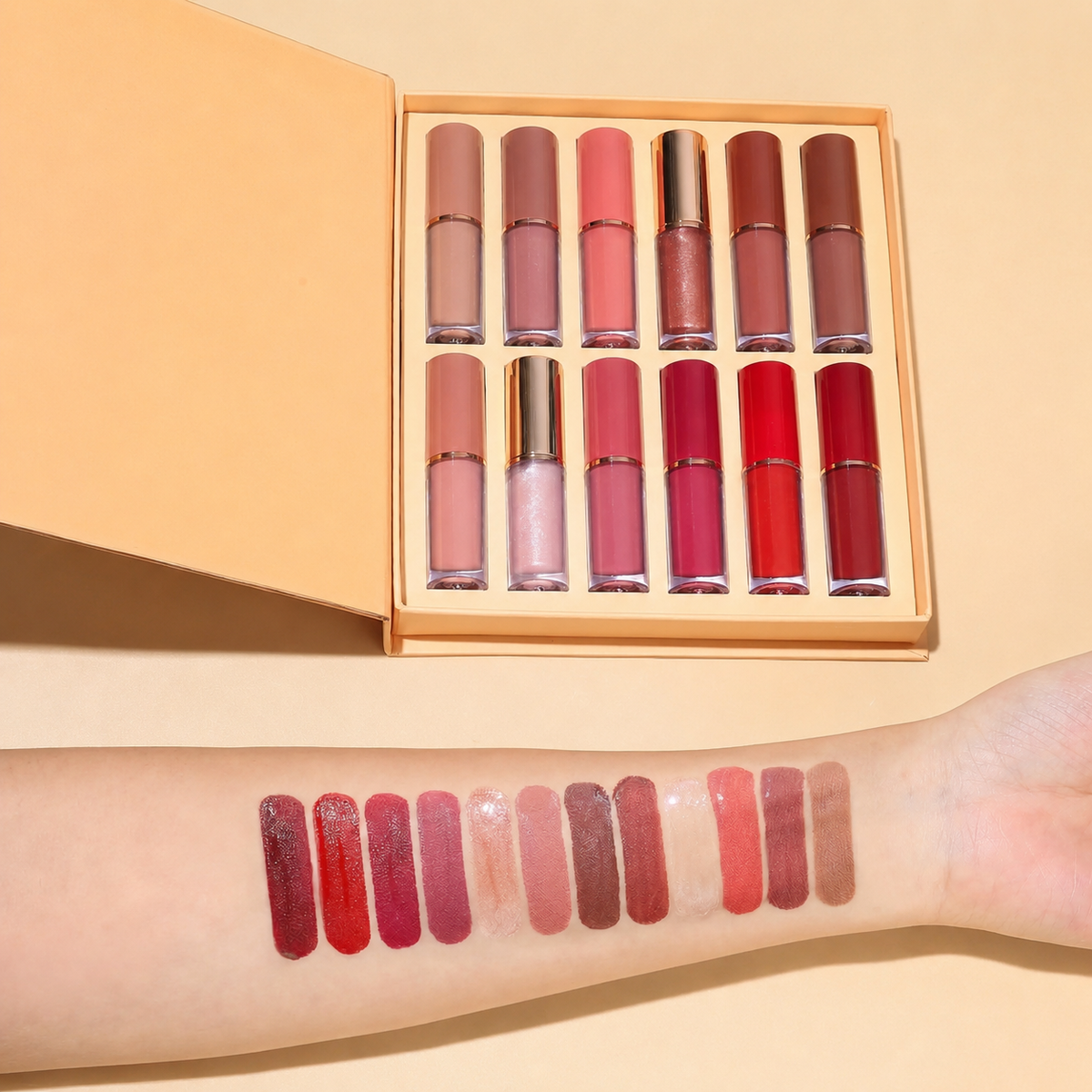 LipVella™ 12-Farben Flüssig-Lippenstift-Set – Hochpigmentierte Farben, langanhaltender Halt & samtiges Finish