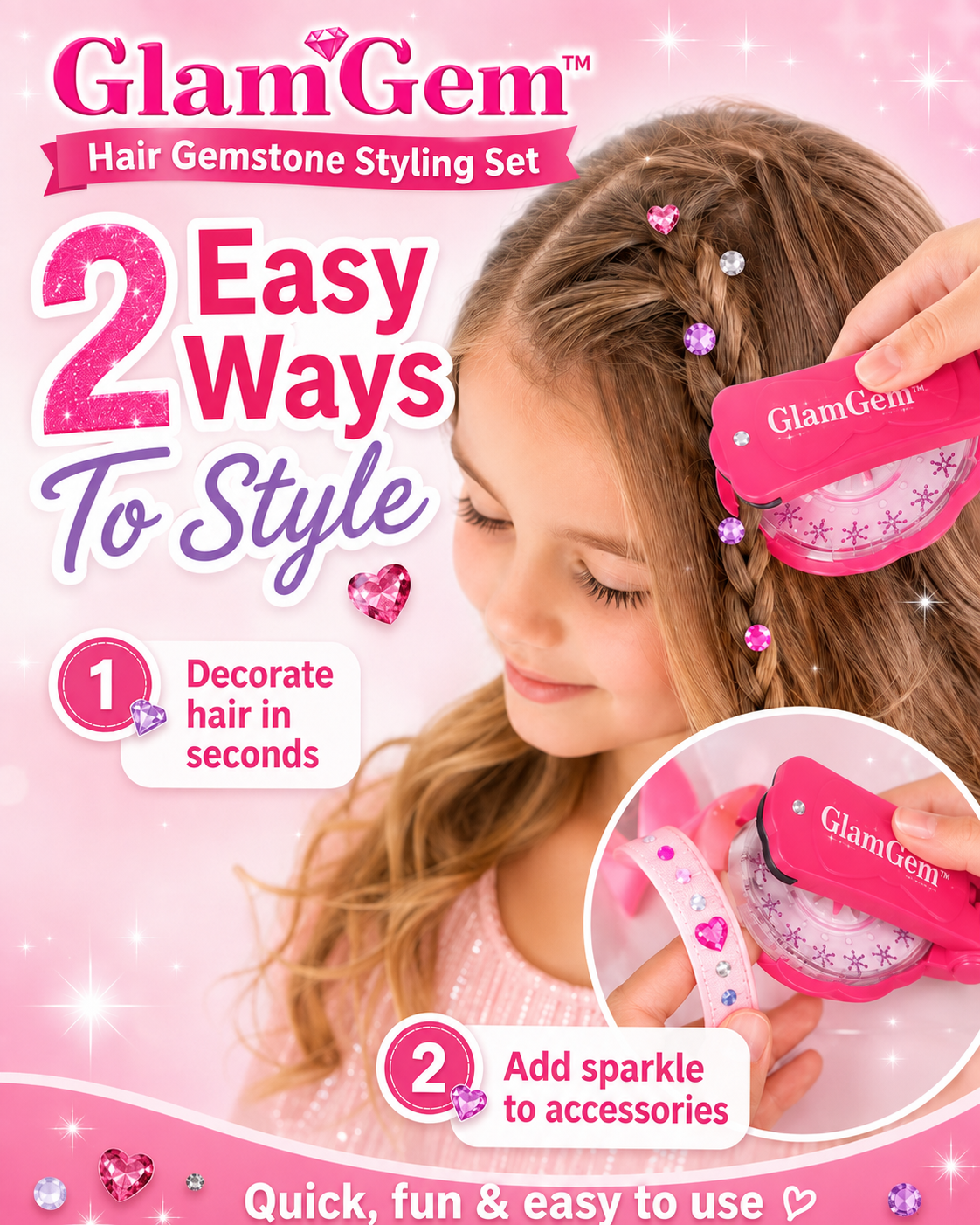 Glimmera™ Haar-Gemmen Styling-Set – Für funkelnde, kreative Frisuren