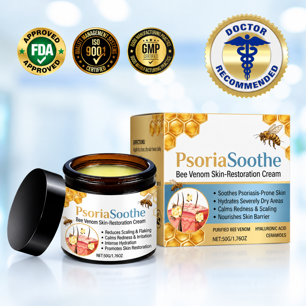 CalmiDerm™ Psoriasis-Hautpflegecreme – Juckreiz in 60 Sekunden lindern & schuppige Haut beruhigen