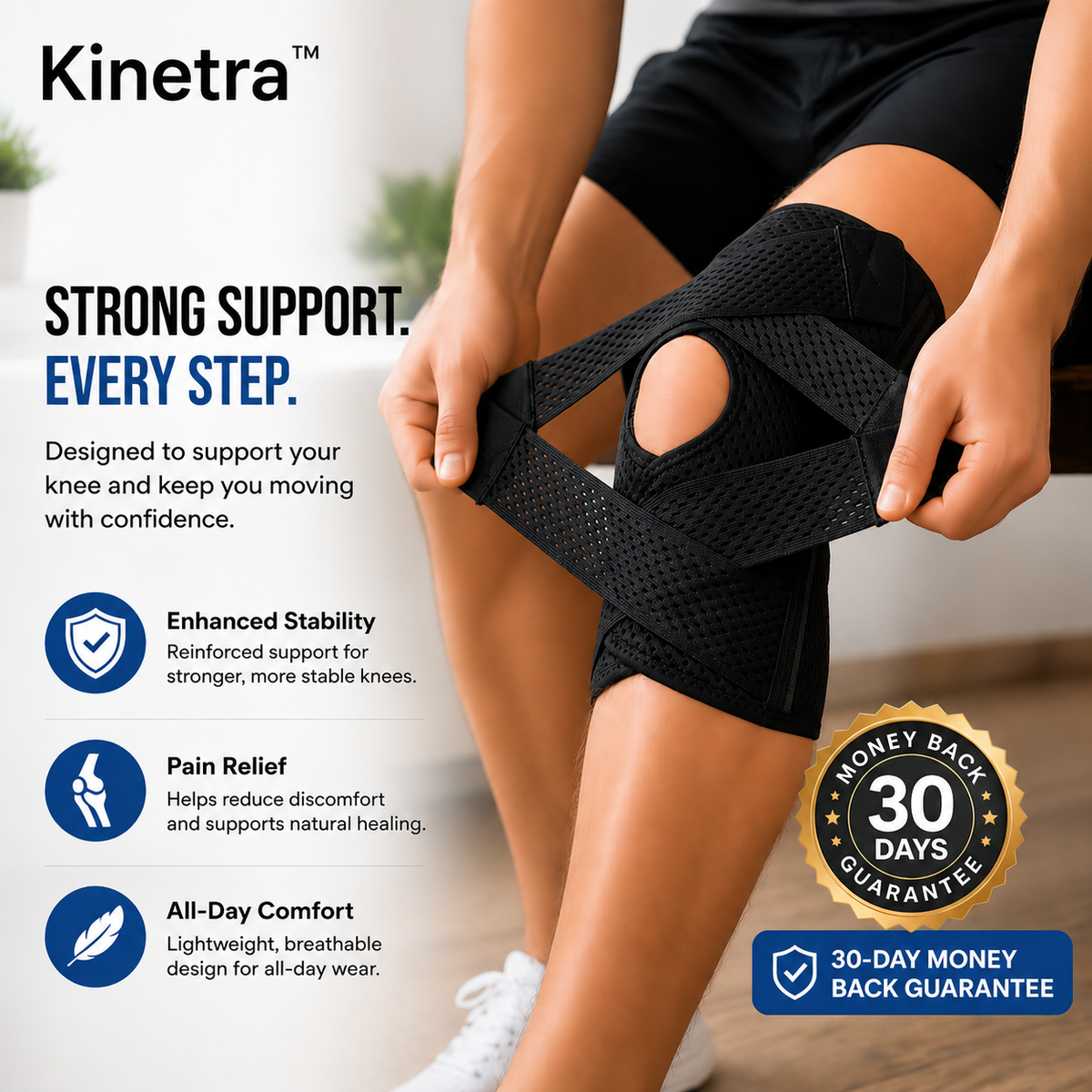 Kinetra™ 360° Kniebandage – Stabilität, Schmerzlinderung & Unterstützung bei jeder Bewegung