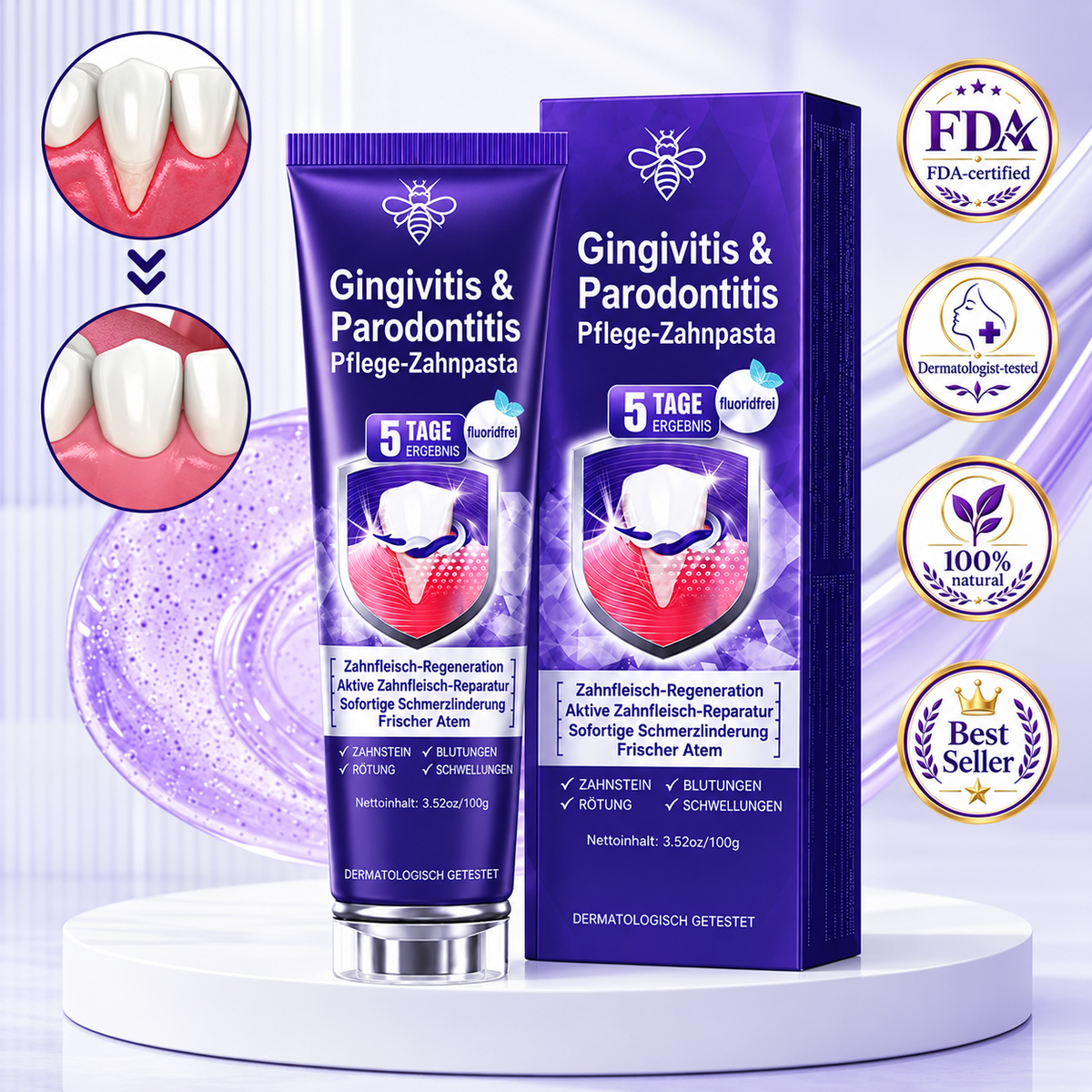 OralVera™ Gingivitis- & Parodontitis-Pflege-Zahnpasta – Zahnfleisch stärken, Zahnfleischbluten reduzieren & Mundgesundheit unterstützen