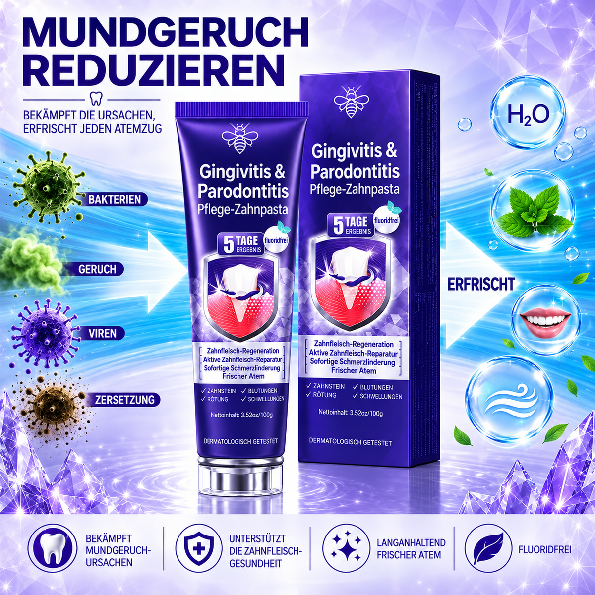 OralVera™ Gingivitis- & Parodontitis-Pflege-Zahnpasta – Zahnfleisch stärken, Zahnfleischbluten reduzieren & Mundgesundheit unterstützen