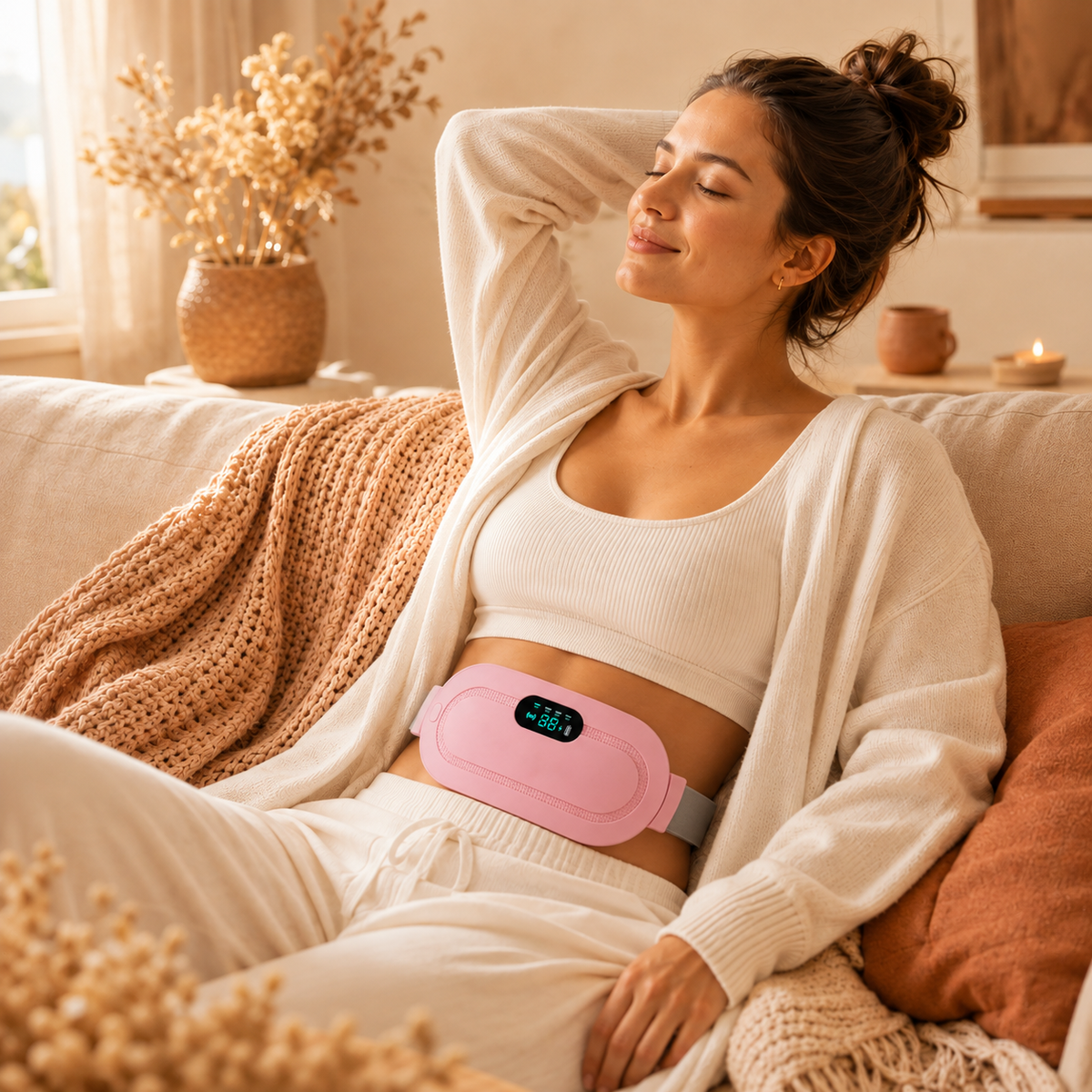 CramVera™ Perioden-Wärmegürtel – Wärme & Massage zur Linderung von Menstruationskrämpfen