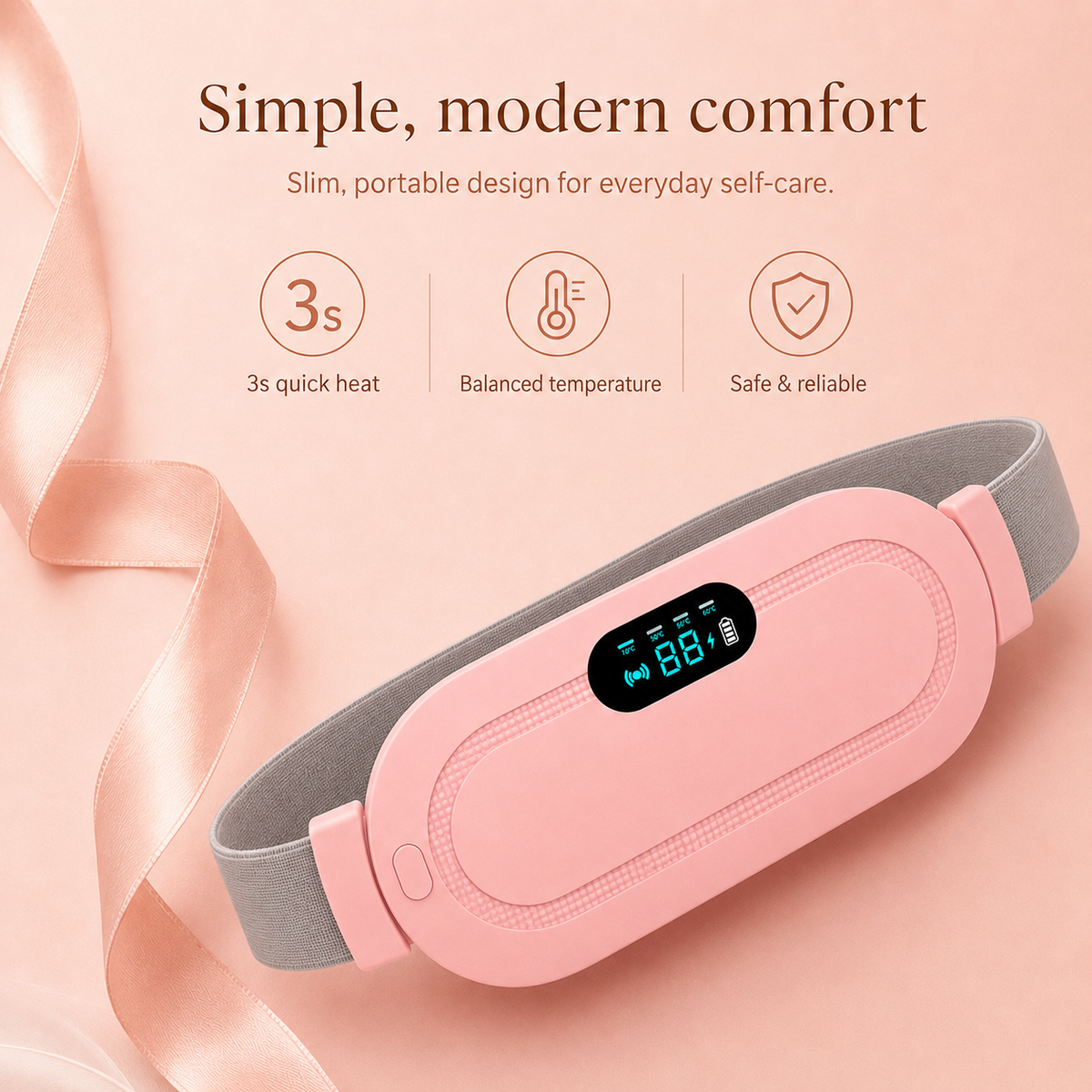 CramVera™ Perioden-Wärmegürtel – Wärme & Massage zur Linderung von Menstruationskrämpfen