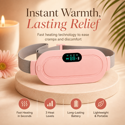 CramVera™ Perioden-Wärmegürtel – Wärme & Massage zur Linderung von Menstruationskrämpfen
