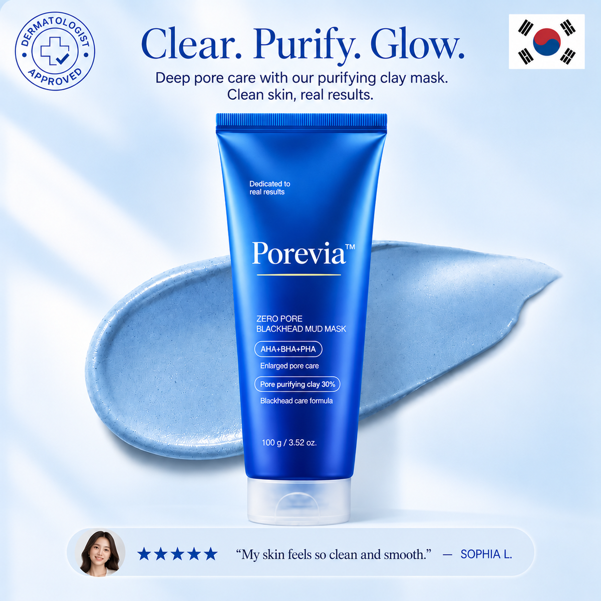 Porevia™ Blackhead Tonerde-Maske – Poren tiefenreinigen, Mitesser entfernen & überschüssigen Talg reduzieren