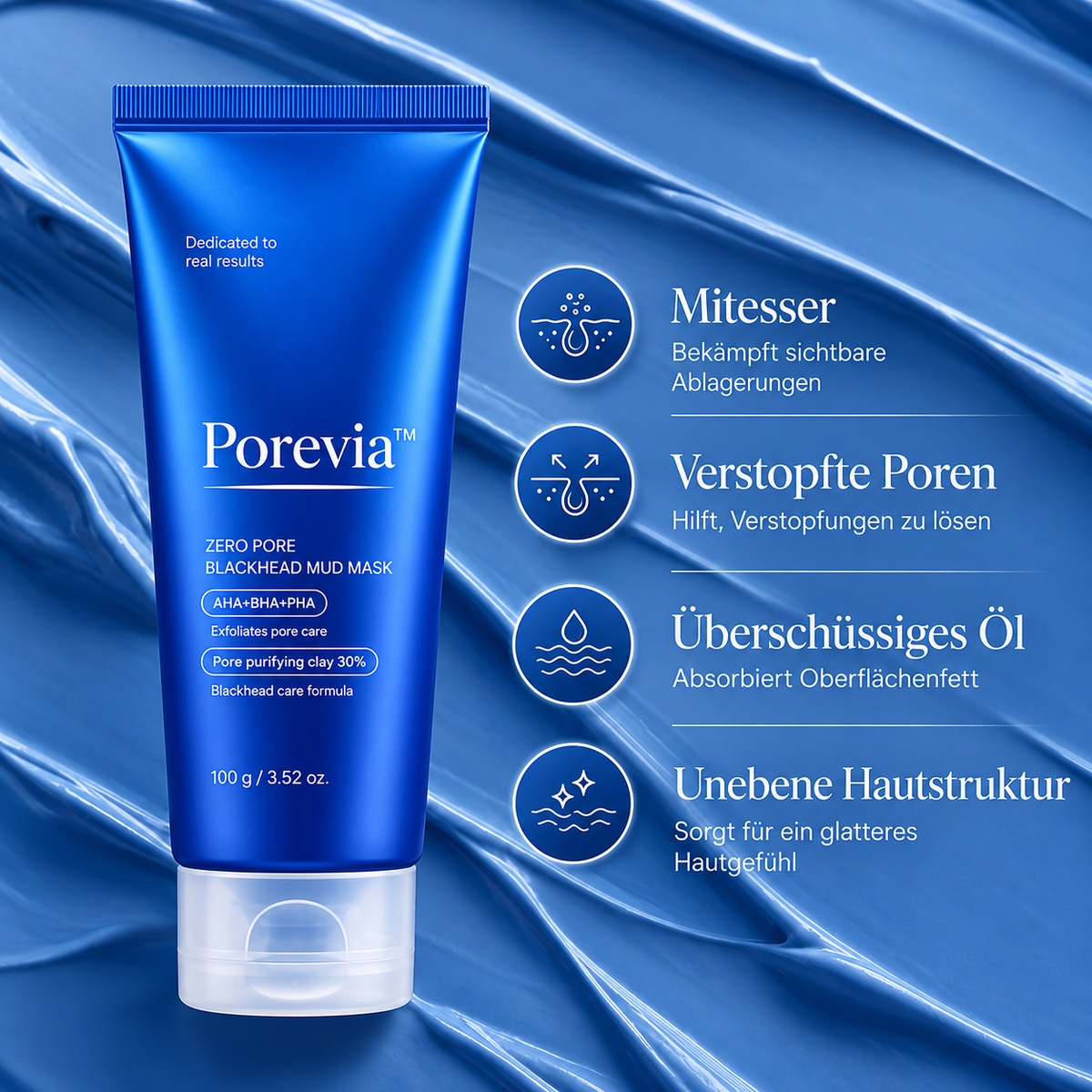 Porevia™ Blackhead Tonerde-Maske – Poren tiefenreinigen, Mitesser entfernen & überschüssigen Talg reduzieren