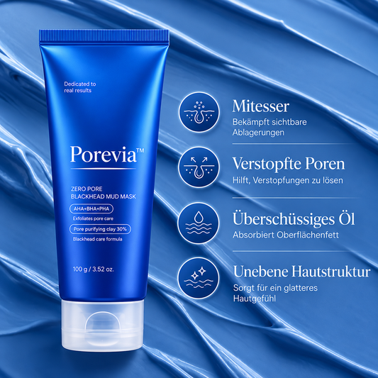 Porevia™ Blackhead Tonerde-Maske – Poren tiefenreinigen, Mitesser entfernen & überschüssigen Talg reduzieren