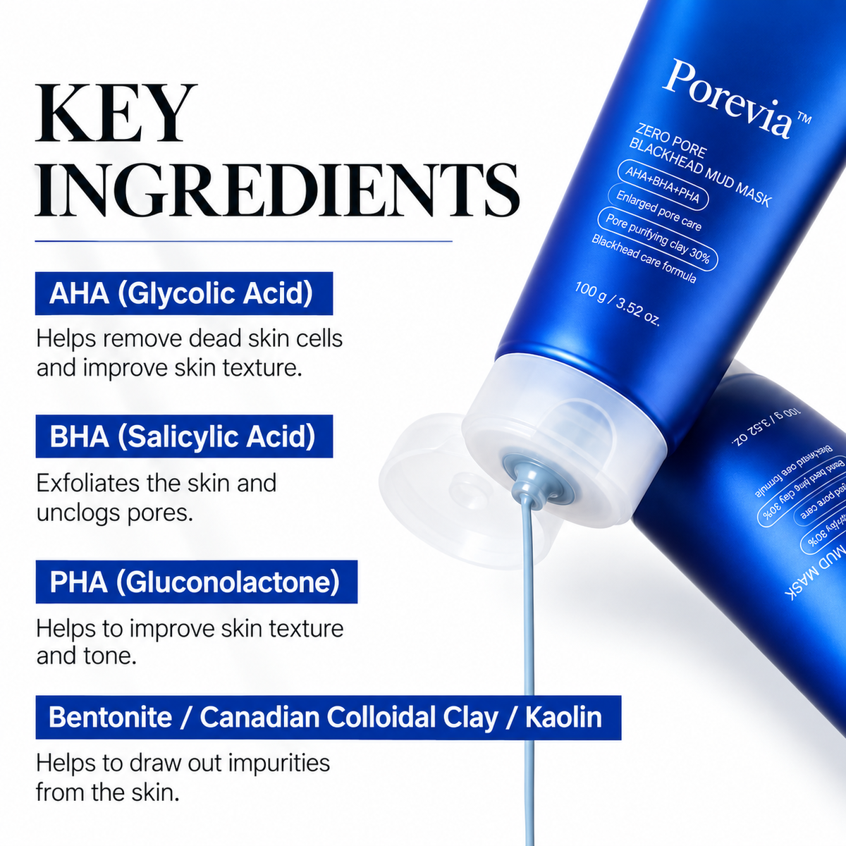 Porevia™ Blackhead Tonerde-Maske – Poren tiefenreinigen, Mitesser entfernen & überschüssigen Talg reduzieren