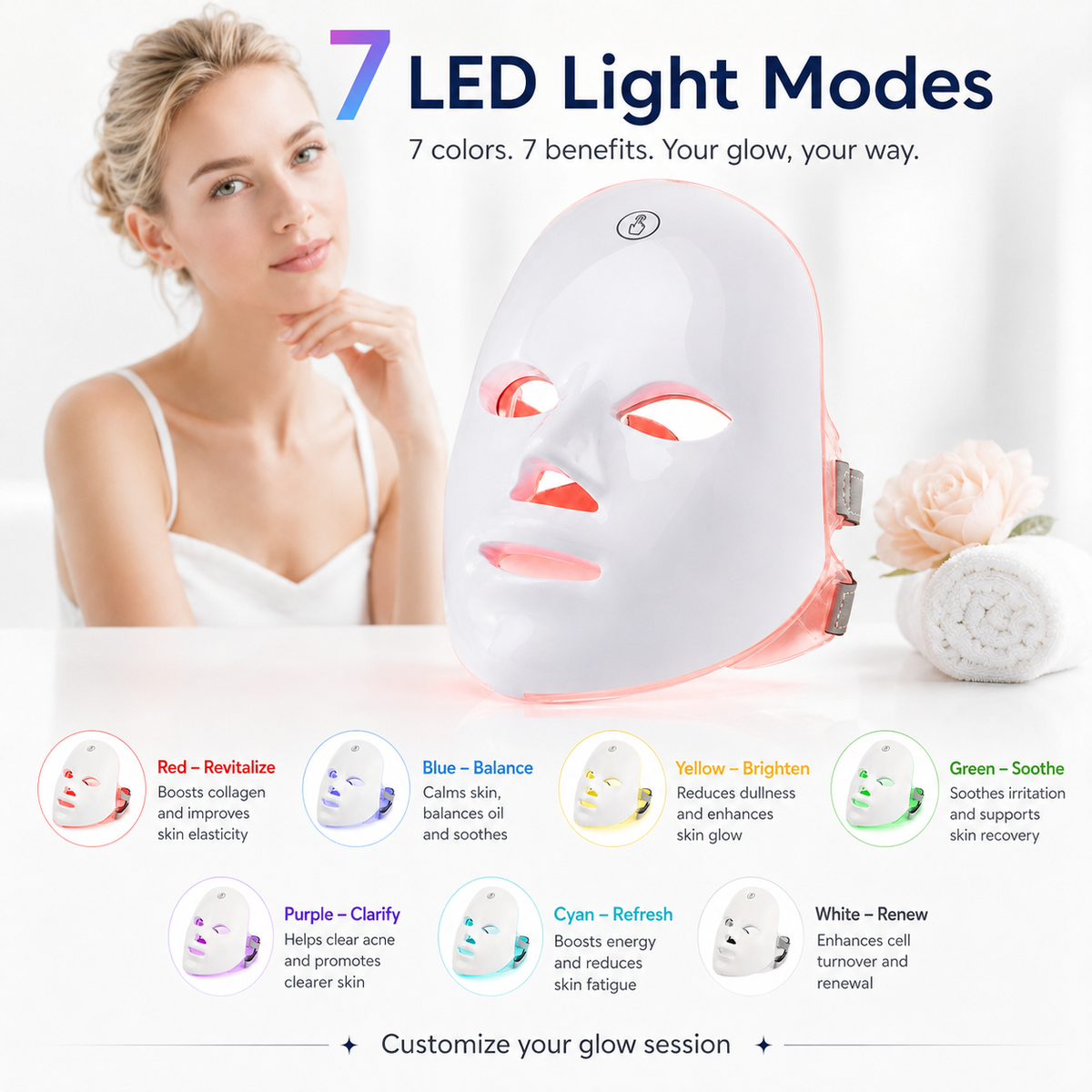 Chromalune™ 7-Farben LED-Gesichtsmaske – Für strahlendere Haut & ein Spa-Erlebnis zu Hause