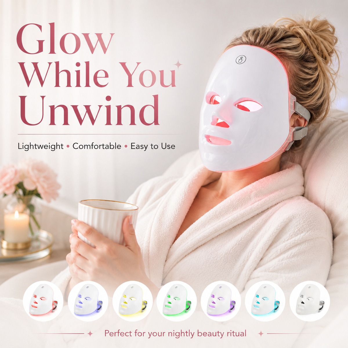 Chromalune™ 7-Farben LED-Gesichtsmaske – Für strahlendere Haut & ein Spa-Erlebnis zu Hause