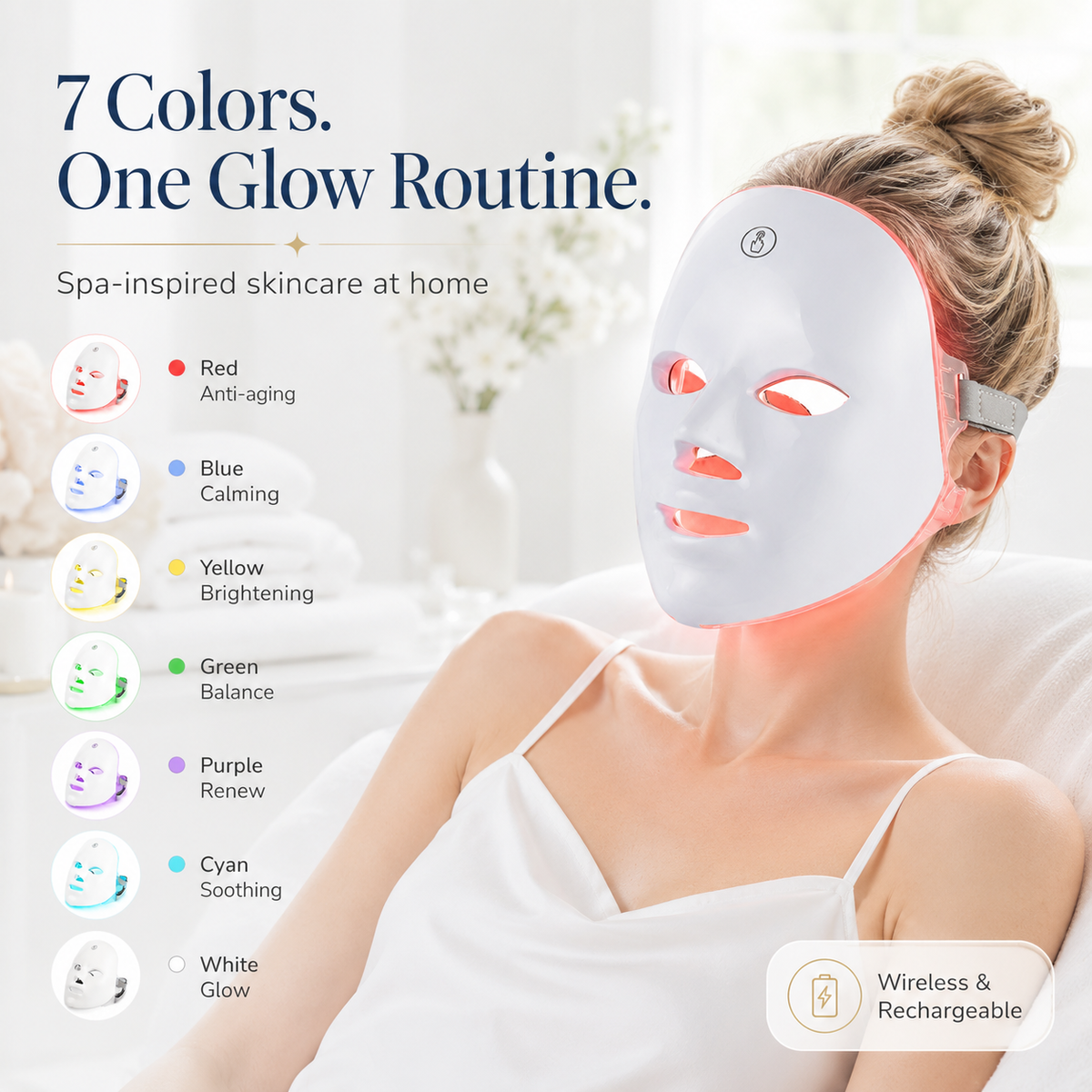 Chromalune™ 7-Farben LED-Gesichtsmaske – Für strahlendere Haut & ein Spa-Erlebnis zu Hause