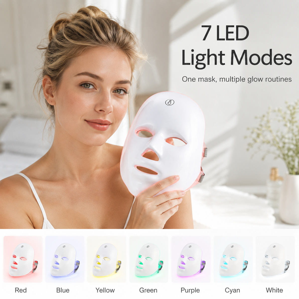 Chromalune™ 7-Farben LED-Gesichtsmaske – Für strahlendere Haut & ein Spa-Erlebnis zu Hause