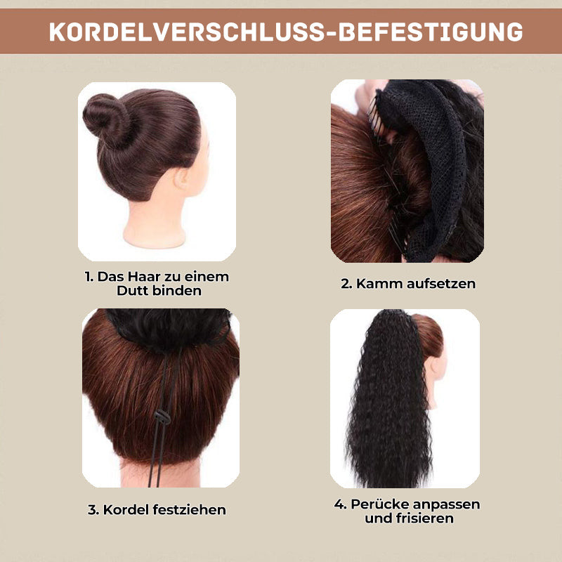 50 % RABATT 💜18 Zoll lockige, gewellte Frizz-Haarverlängerung mit Pferdeschwanz
