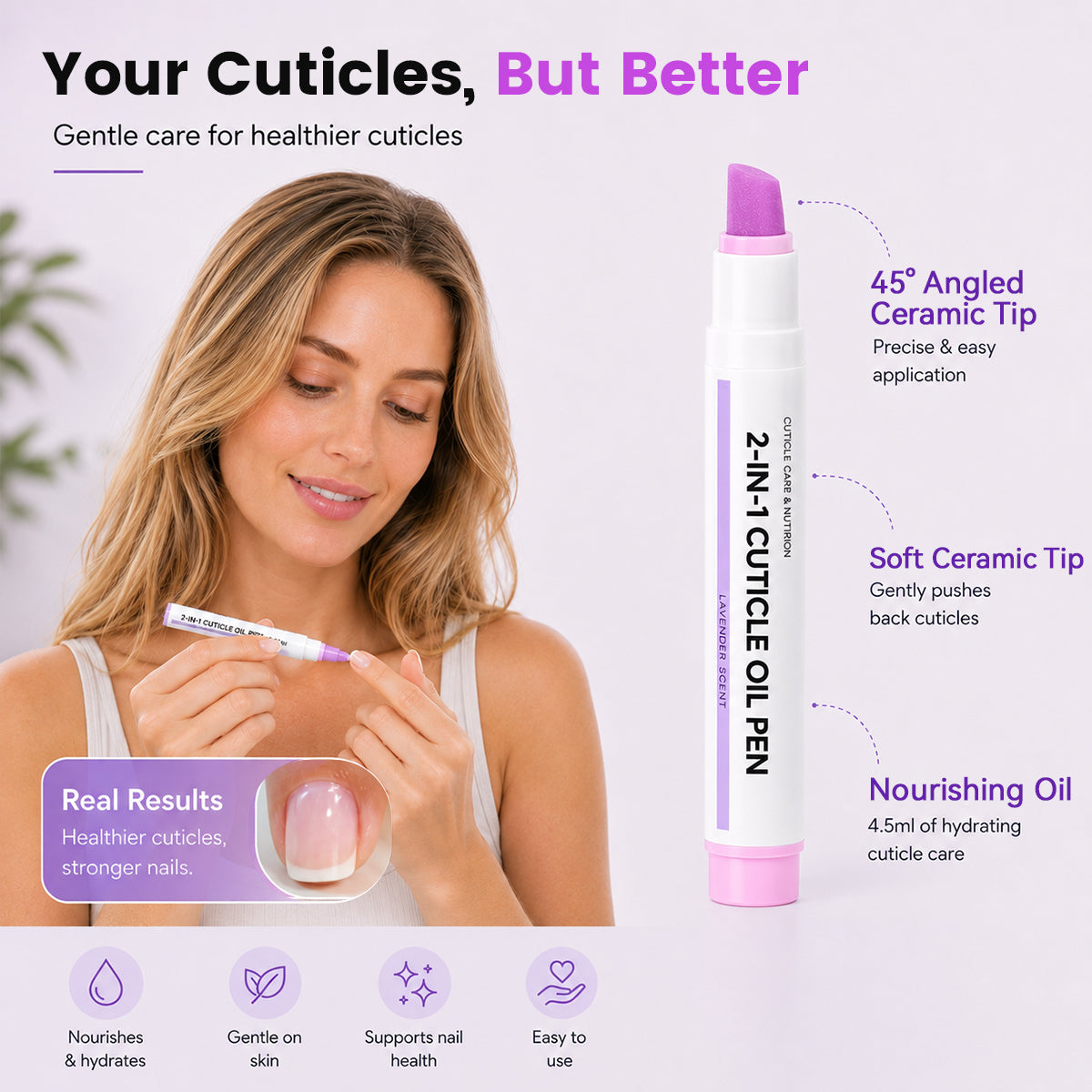 Cutivelle™ 2-in-1 Nagelhautpflege-Stift – Keramik-Pusher & Pflegeöl für glattere, gepflegte Nagelränder
