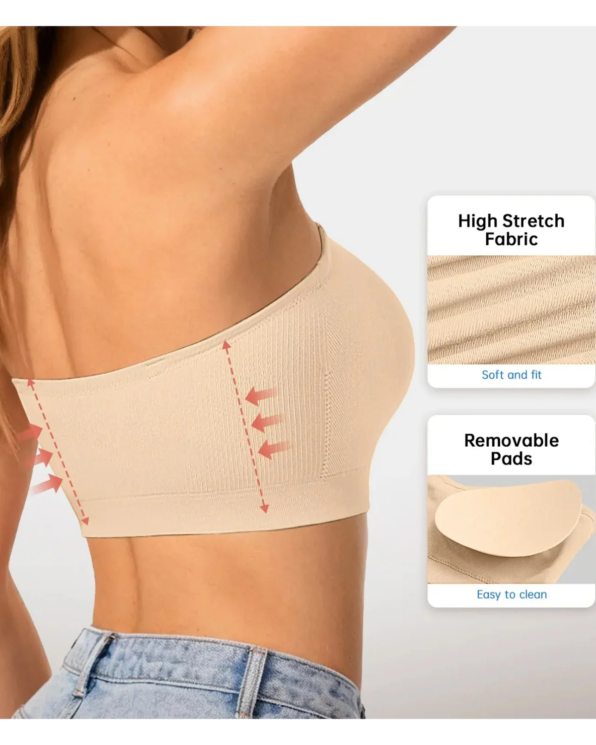 CurveStay™ Multiway-Bandeau-BH – Nahtloser Halt, Push-up-Effekt & maximaler Komfort