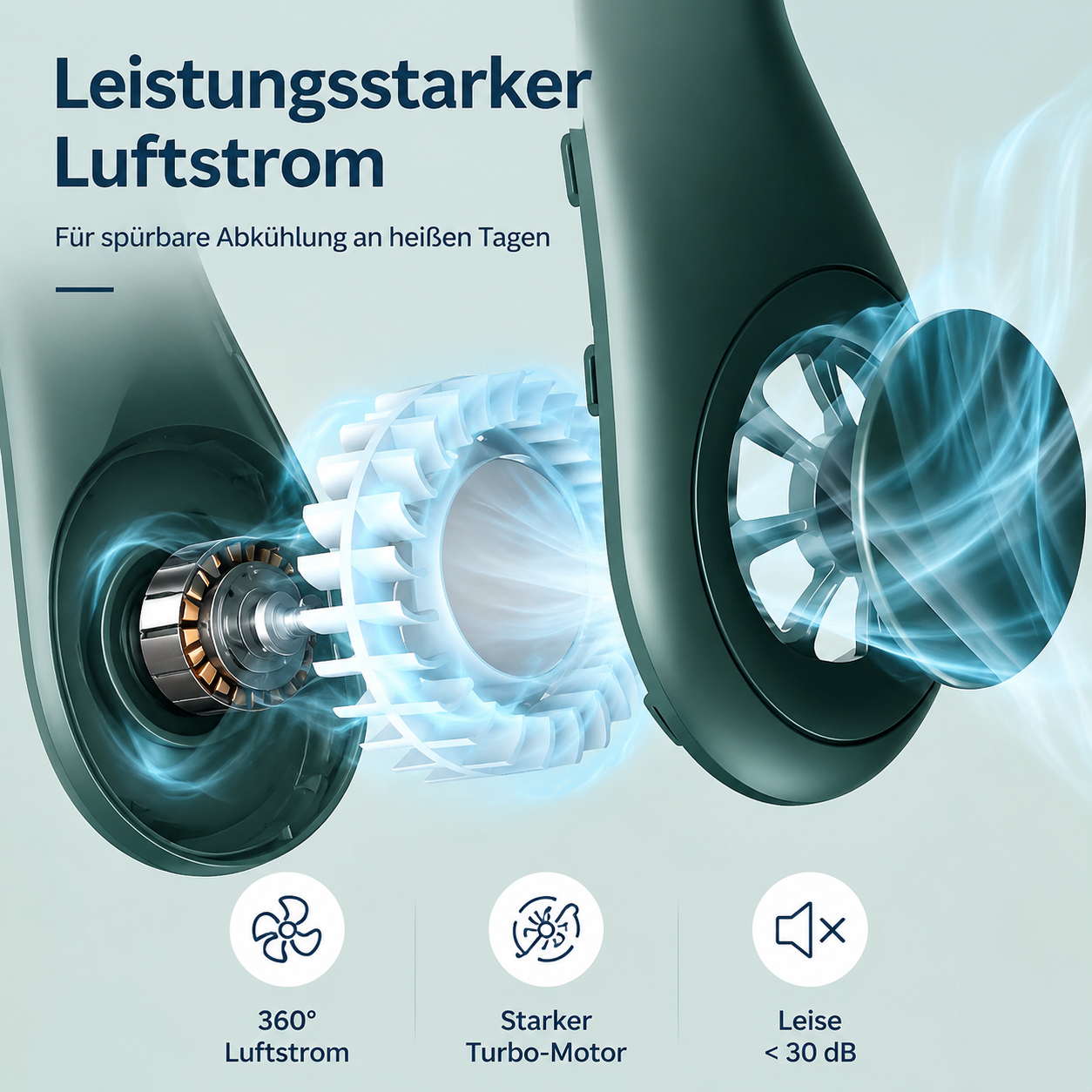 Nackenluft | Tragbarer Nackenventilator für sofortige Abkühlung.