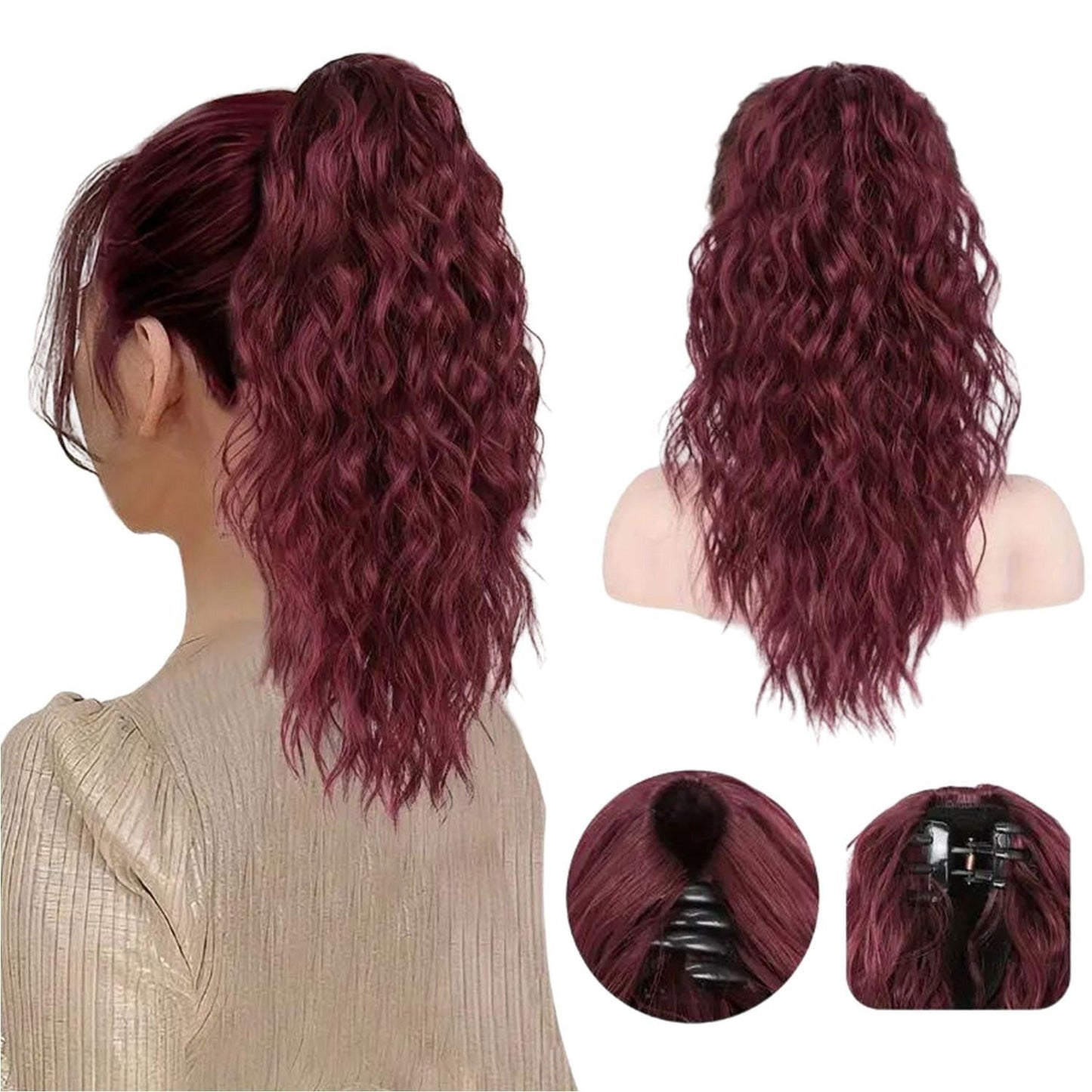 50 % RABATT 💜18 Zoll lockige, gewellte Frizz-Haarverlängerung mit Pferdeschwanz