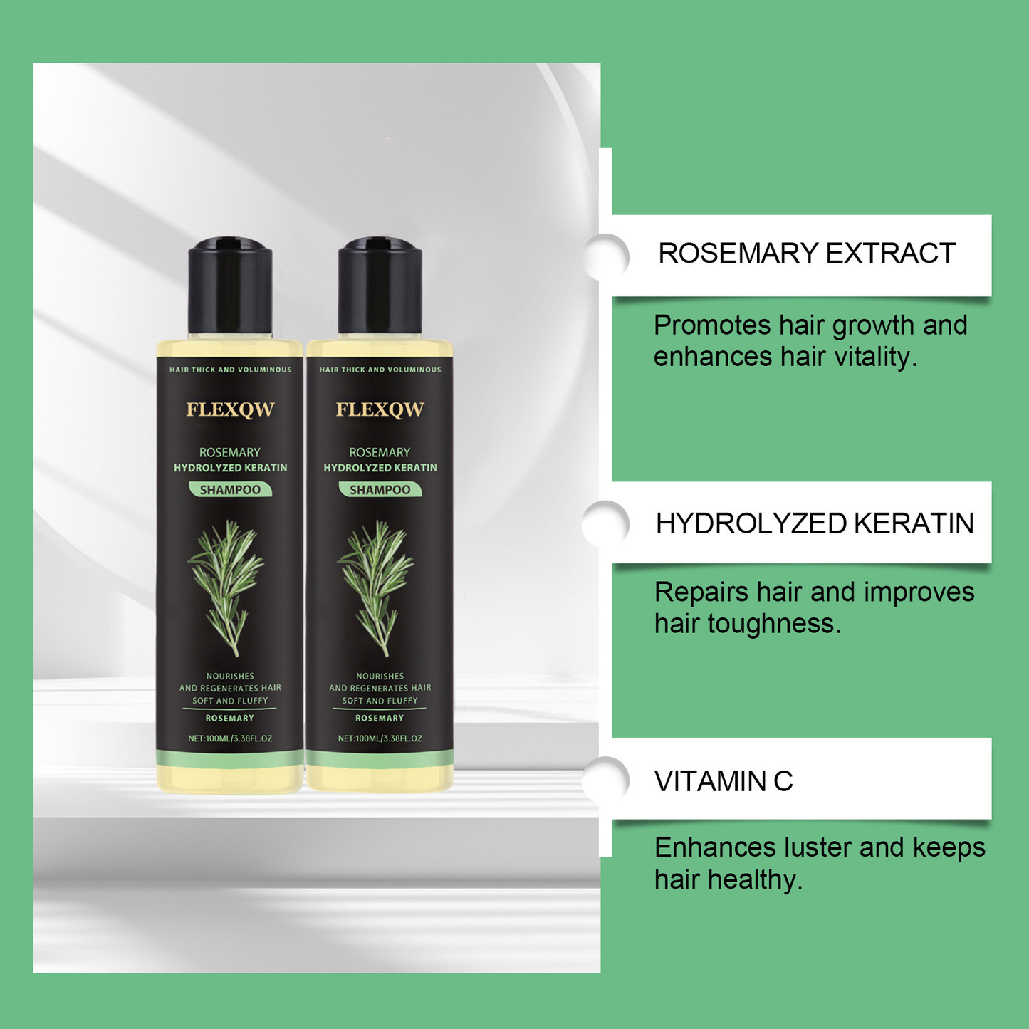 Rose® GlowShampoo 1+1 GRATIS: Natürliche Keratin Reparatur Tiefe Hydratation Und Strahlender Glanz Glow Shampoo