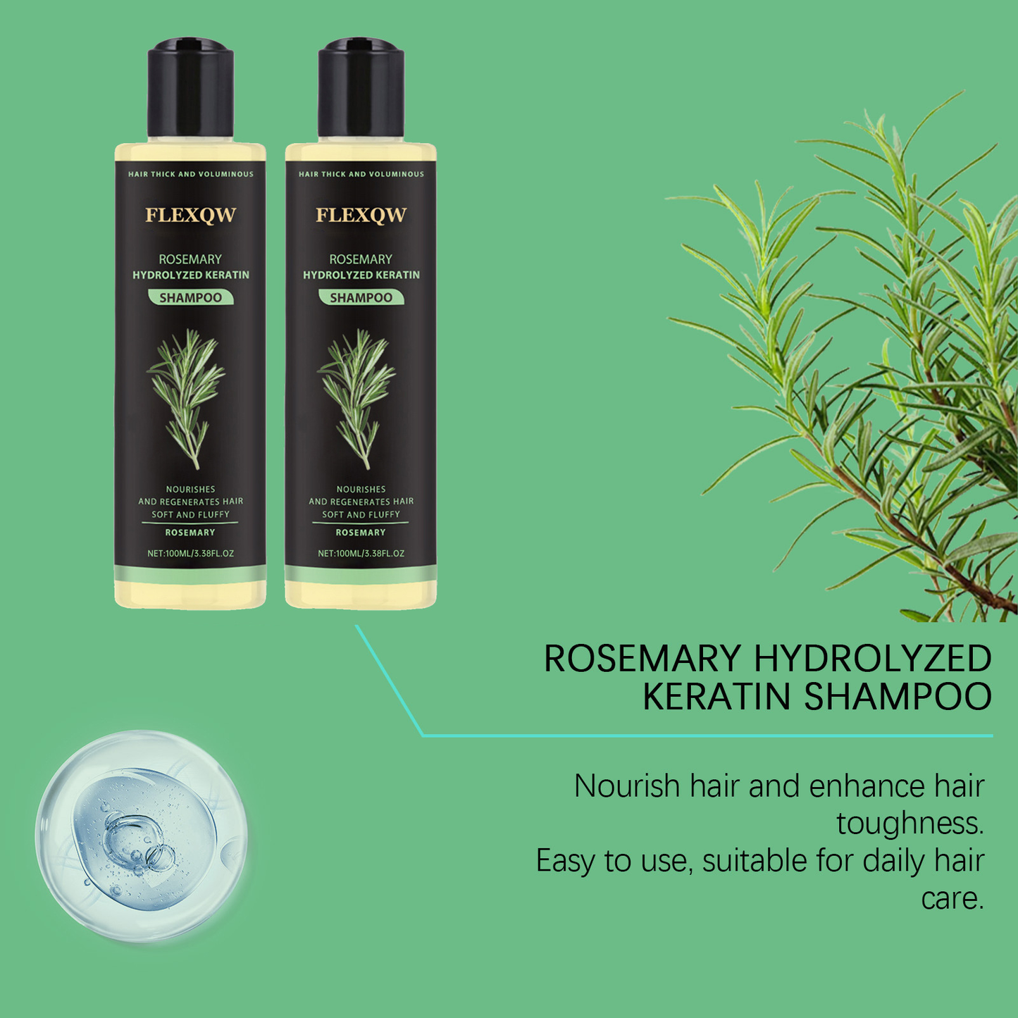 Rose® GlowShampoo 1+1 GRATIS: Natürliche Keratin Reparatur Tiefe Hydratation Und Strahlender Glanz Glow Shampoo
