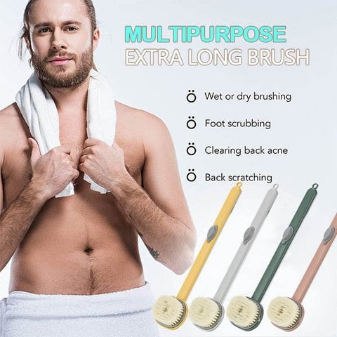 Abnehmbare Massage-Badebürste mit langem Griff und Duschgel-Spender
