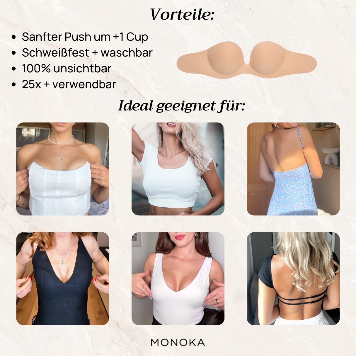 Manoka™ | Trägerloser Pushup-Klebe-BH