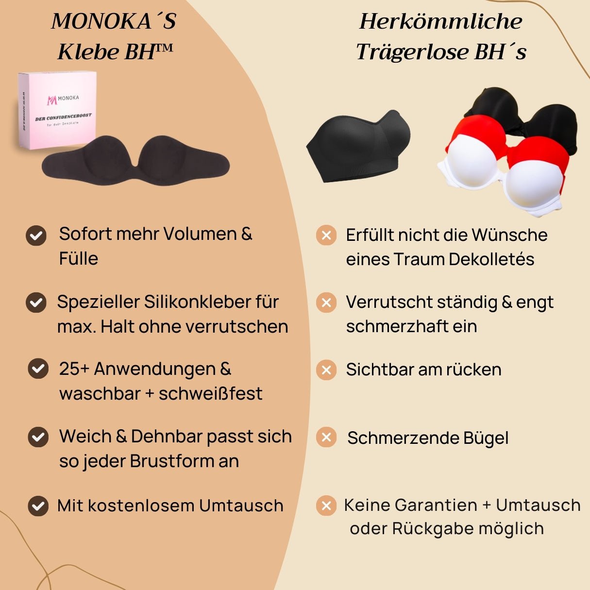 Manoka™ | Trägerloser Pushup-Klebe-BH
