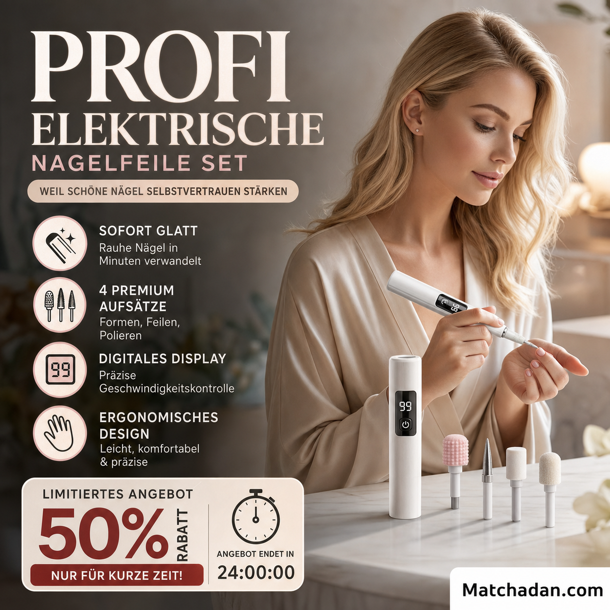 💎 NUR FÜR BEGRENZTE ZEIT: 50 % RABATT! ✨Professionelle elektrische Nagelfeile