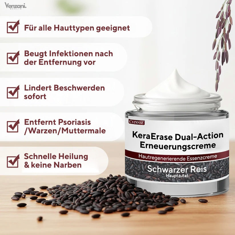 Cvreoz® KeraErase Dual-Action Erneuerungscreme | Die Kraft aus Schwarzem Reis gegen raue Stellen